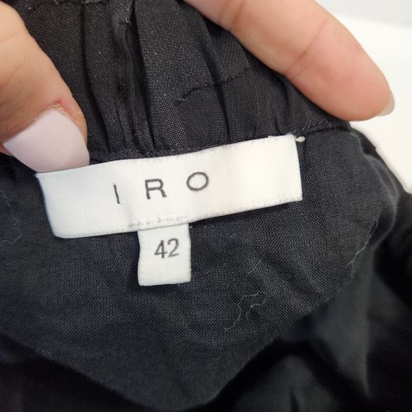 IRO  Carmel 16 W lace up chiffoncriss cross lace  black sheer skirts size 42 - Picture 6 of 13